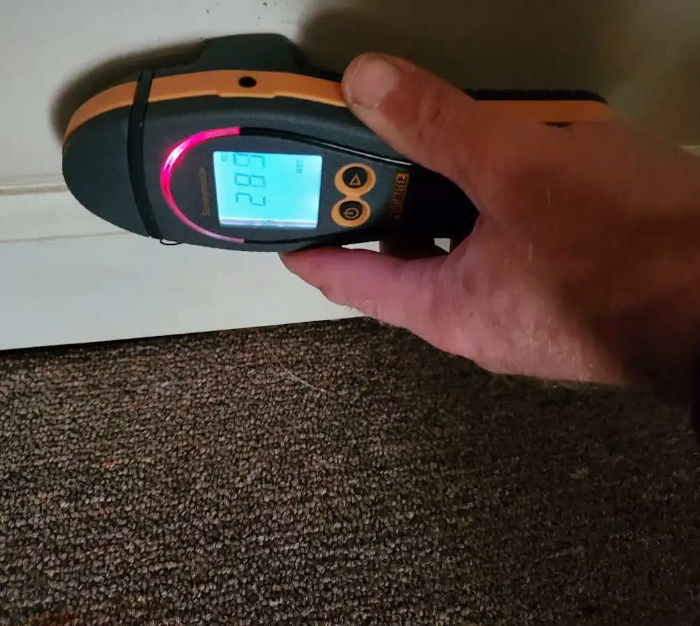 Moisture detection at baseboard during Burst Pipe Cleanup in Jacksonville Beach